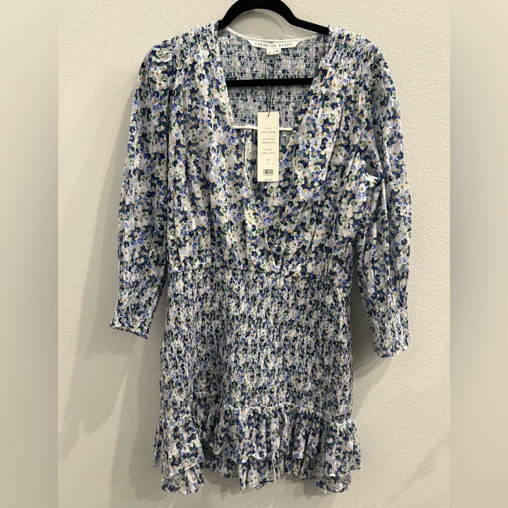 NWT Veronica Beard Darrah Smocked Mini Floral Dress Size 12 - Picture 7 of 14